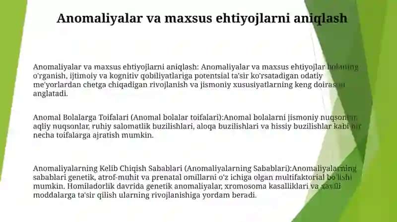 Anomal Bolalarga Toifalari 2
