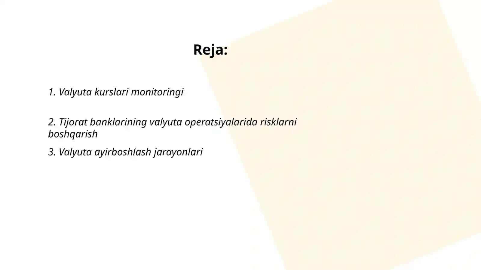 Tijorat banklarining valyuta operatsiyalari 2