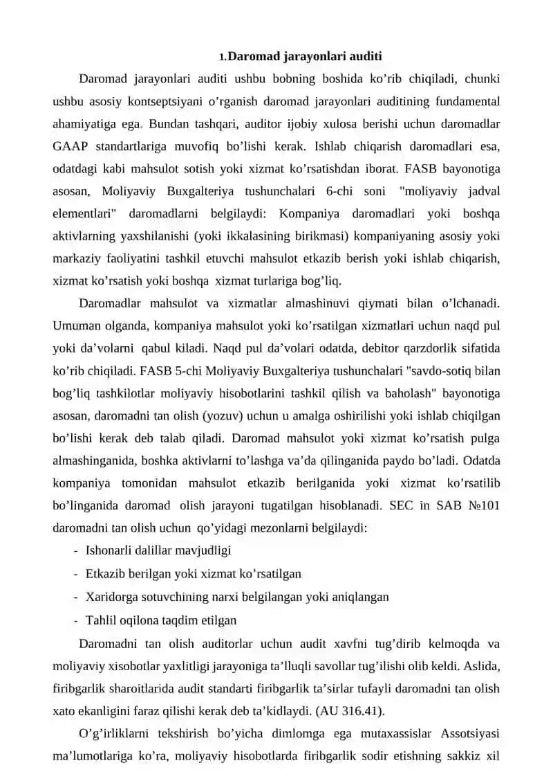 Daromad va xarajatlar audit 2