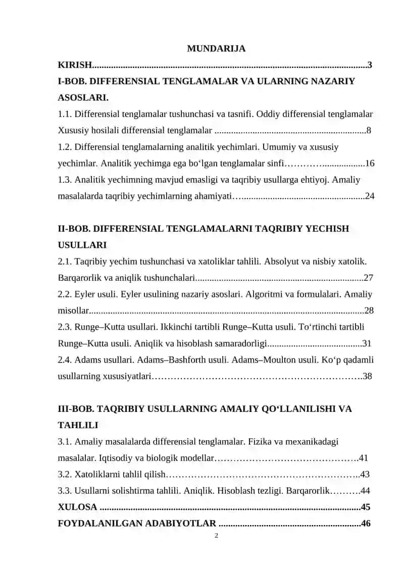 Differensial tenglamalarni taqribiy yechish usullari 2