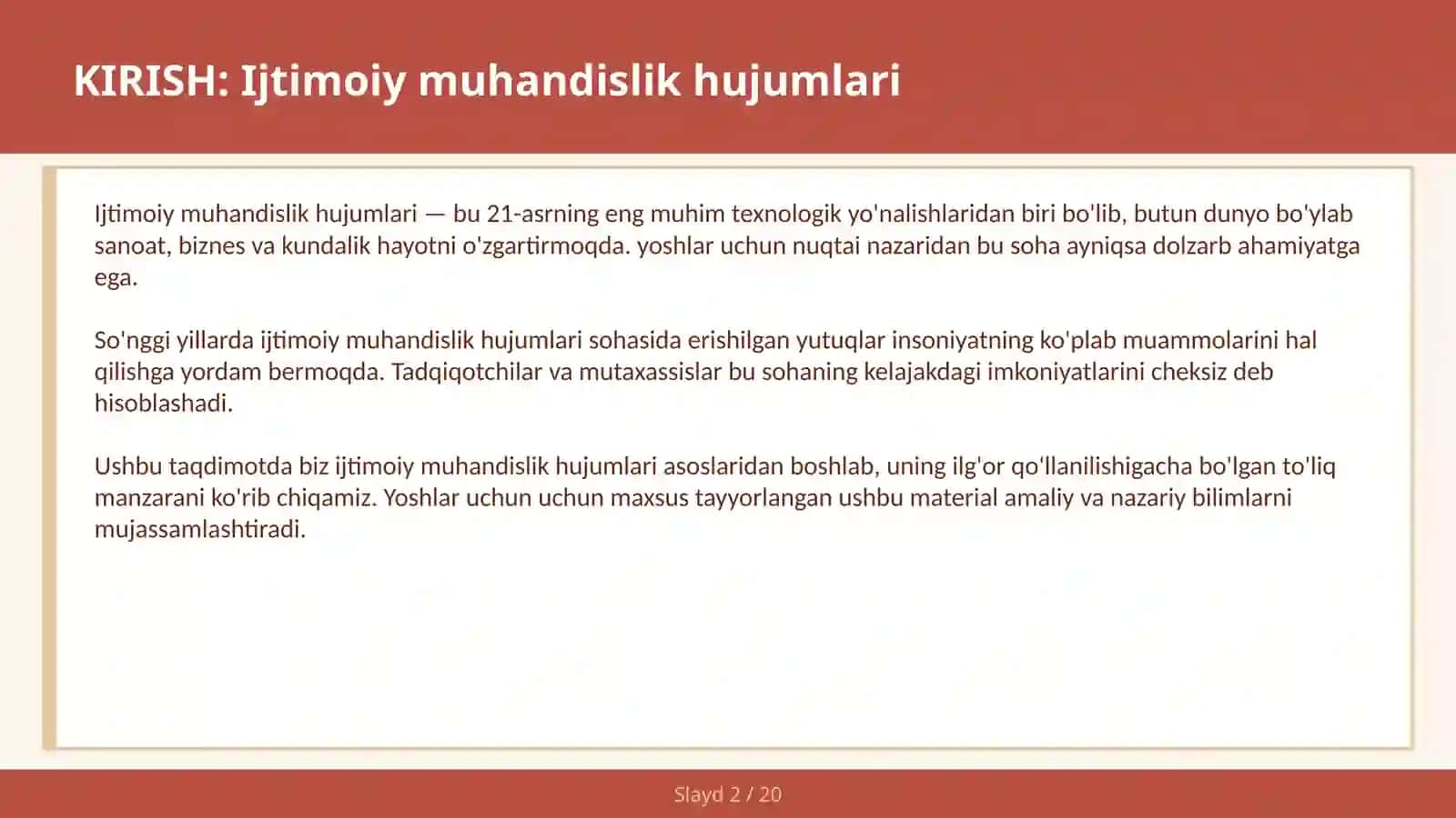 IJTIMOIY MUHANDISLIK HUJUMLARI 2