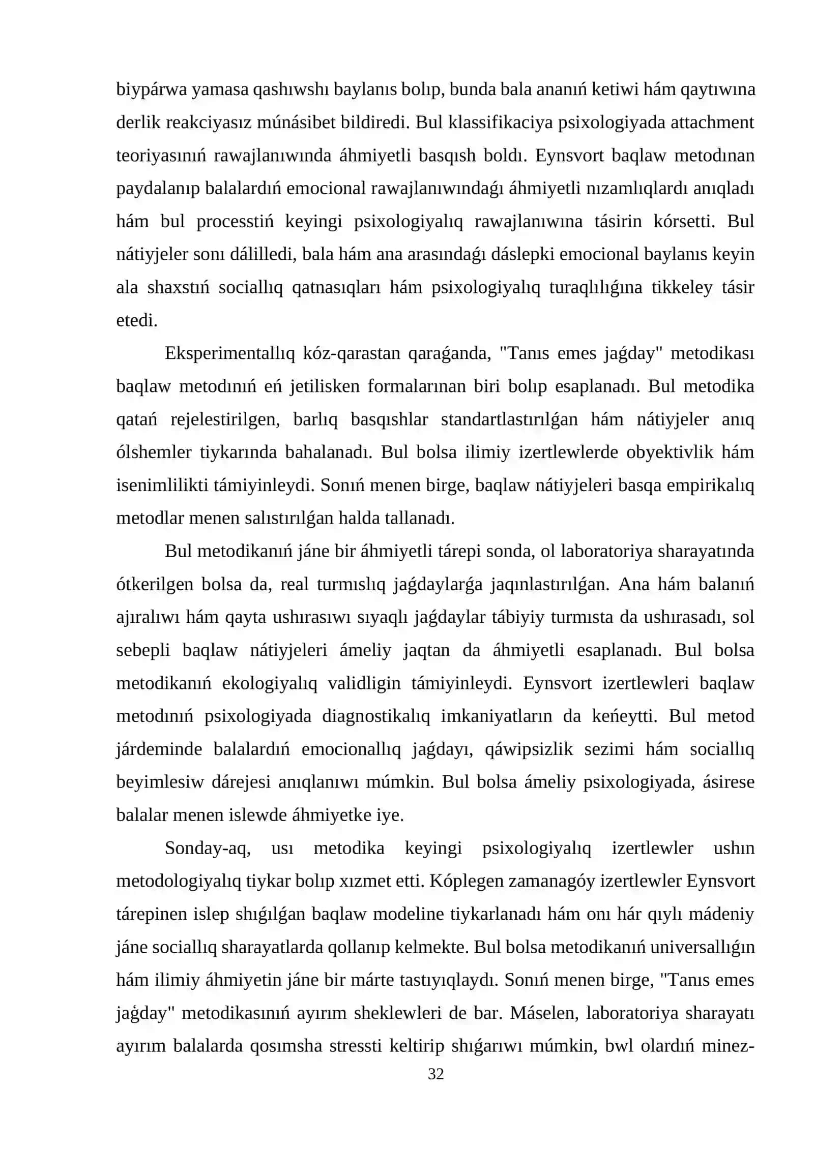 "Tanıs emes jaǵday" (Strange Situation) eksperimental baqlawı 2