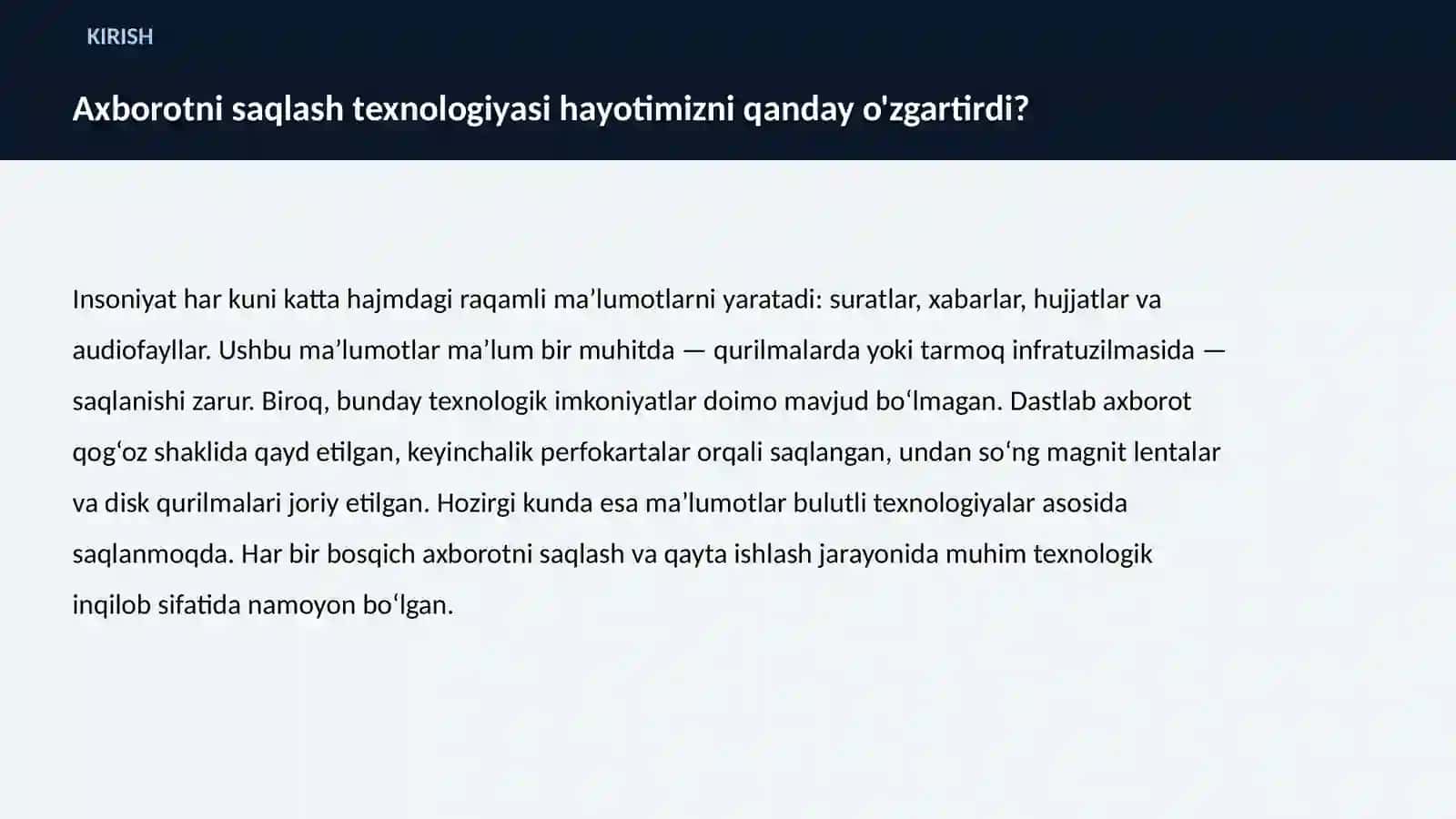 AXBOROTNI SAQLASH QURILMALARINING RIVOJLANISH TARIXI 2