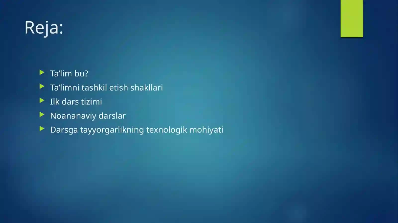 Ta'lim Tashkiloti va O'tkazish 2