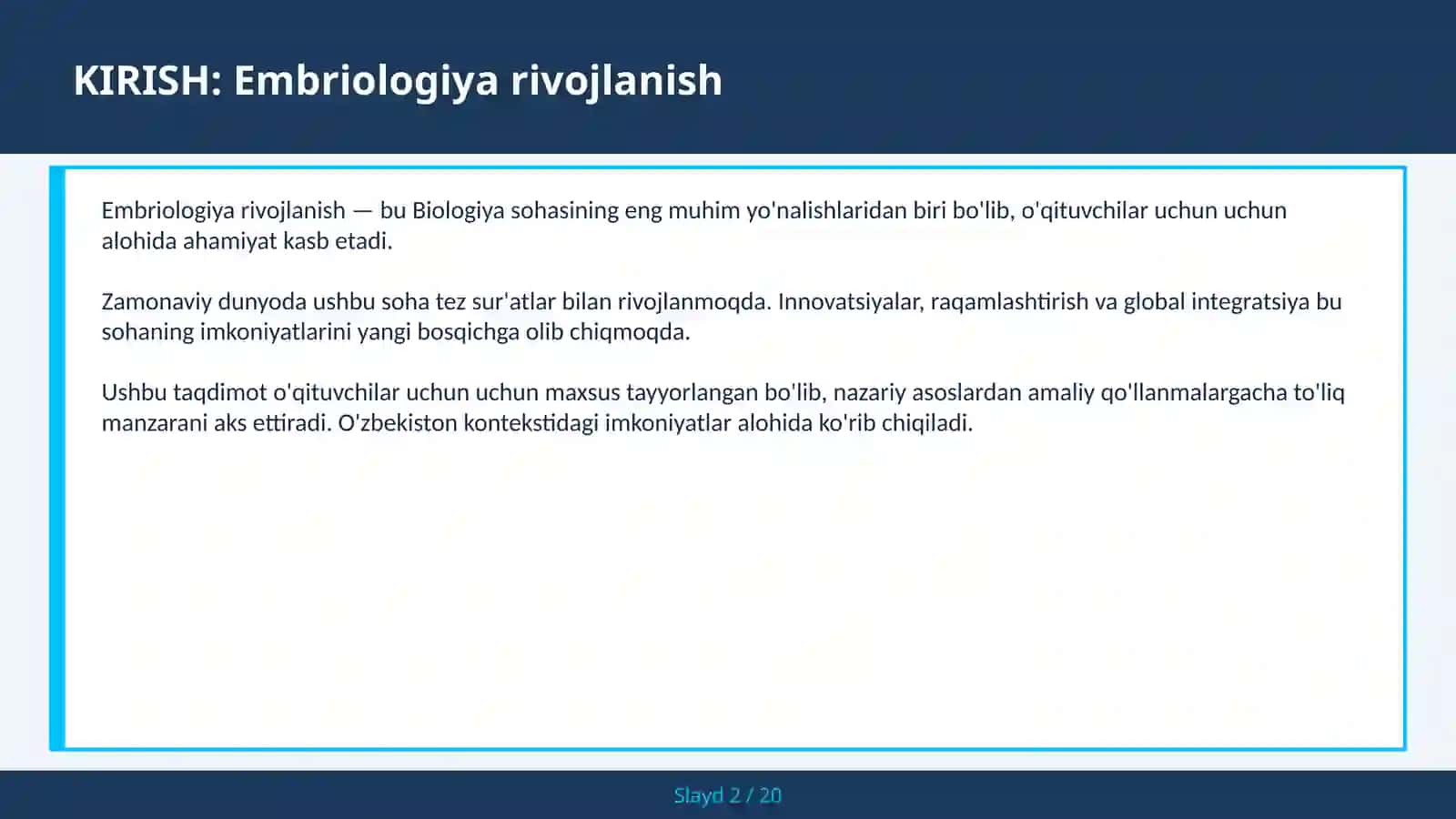 Embriologiya rivojlanish 2