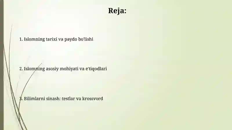 Islom dini tarixi va mohiyati mazmuni 2