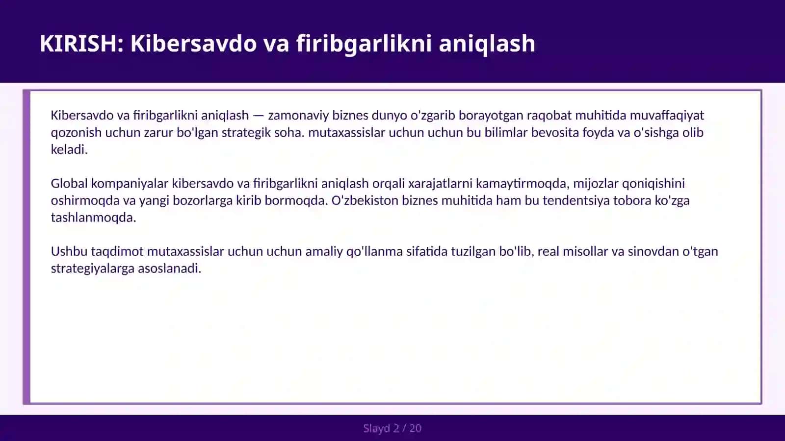 Kibersavdo va firibgarlikni aniqlash 2