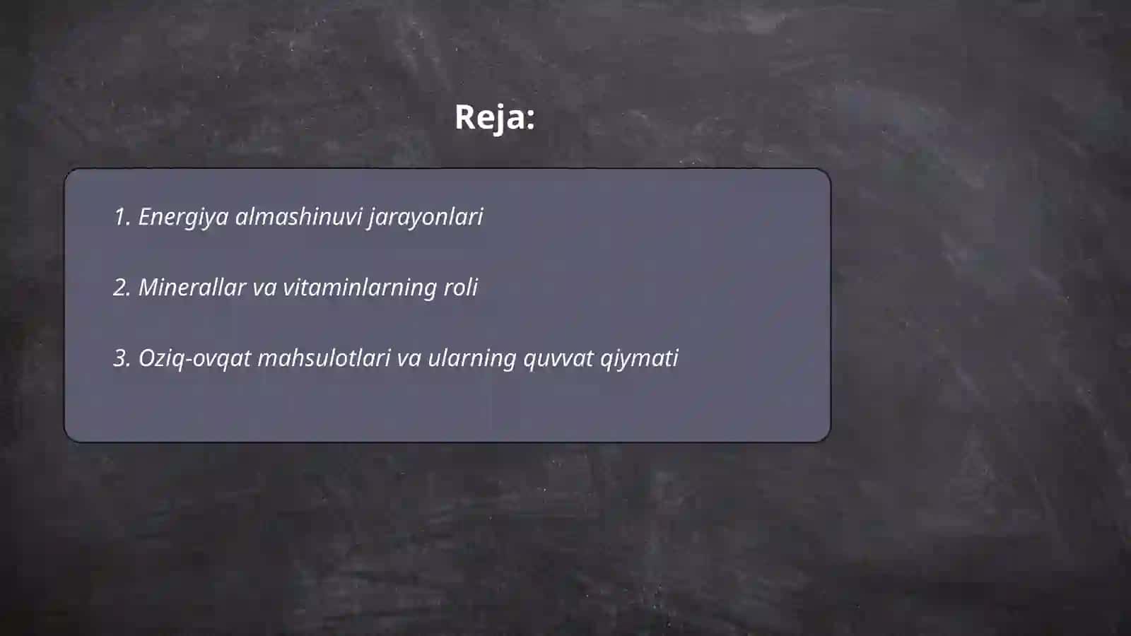 Energiya almashinuvi jarayonlari 2