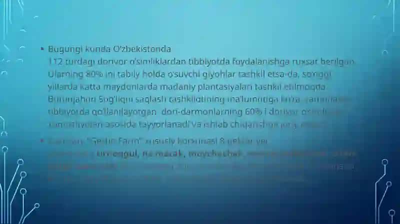 O‘zbekistonda yetishtiriladigan dorivor o‘simliklar. 2