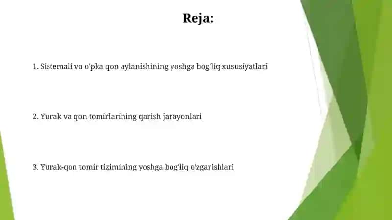 Katta va kichik qon aylanish sistemasining yoshga boğliq xususiyatlari 2