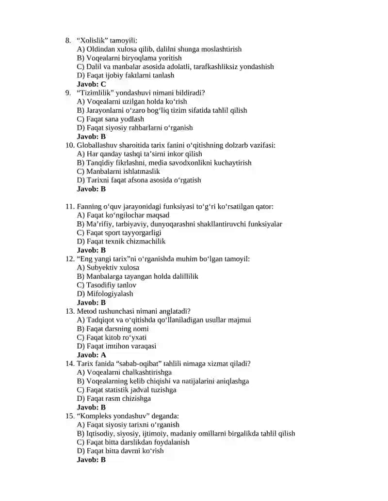 O'zbekistonning eng yangi tarixi 1-test 2