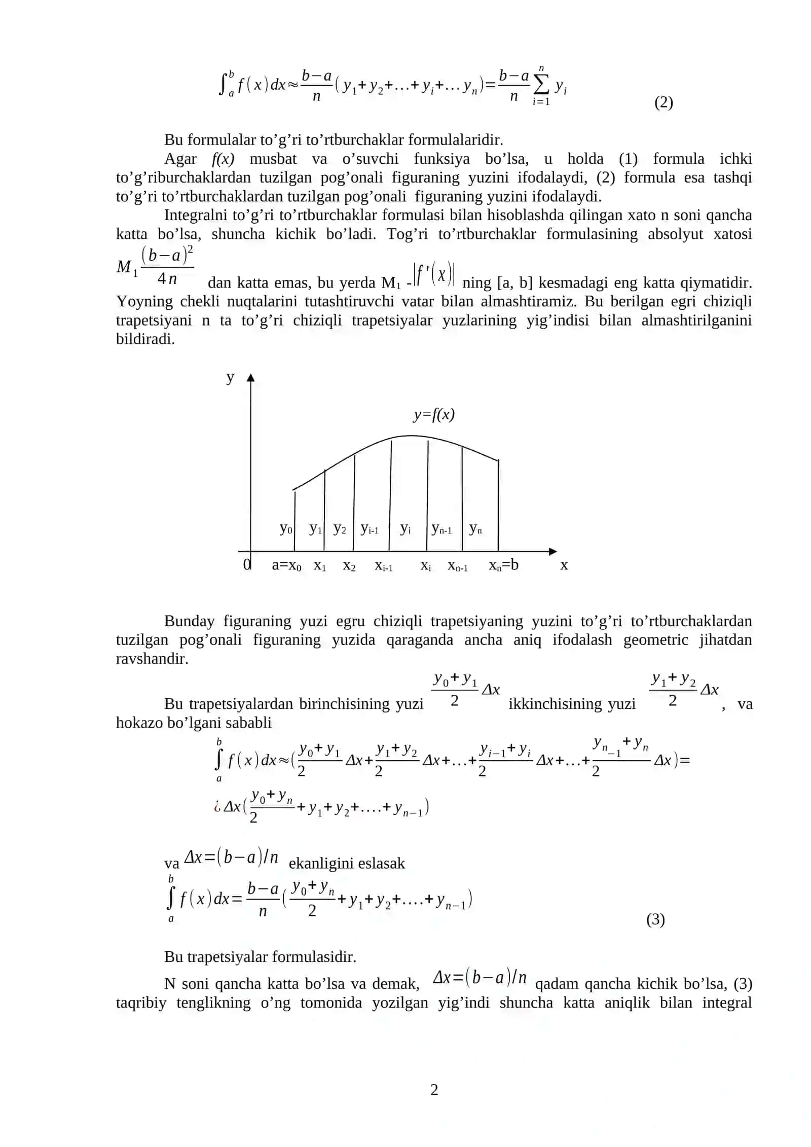 Aniq integralni taqribiy hisoblash 2