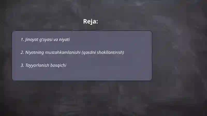 Jinoyat sodir etish bosqichlari 2