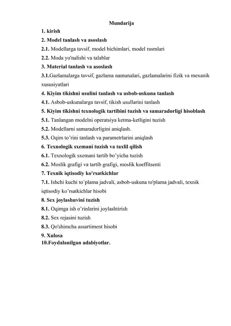 Gulli matodan ayollar ko’ylagini texnalogik jarayonlarini loyihalash 2
