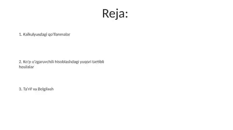 Yuqori Tartibli Differensiallar 2