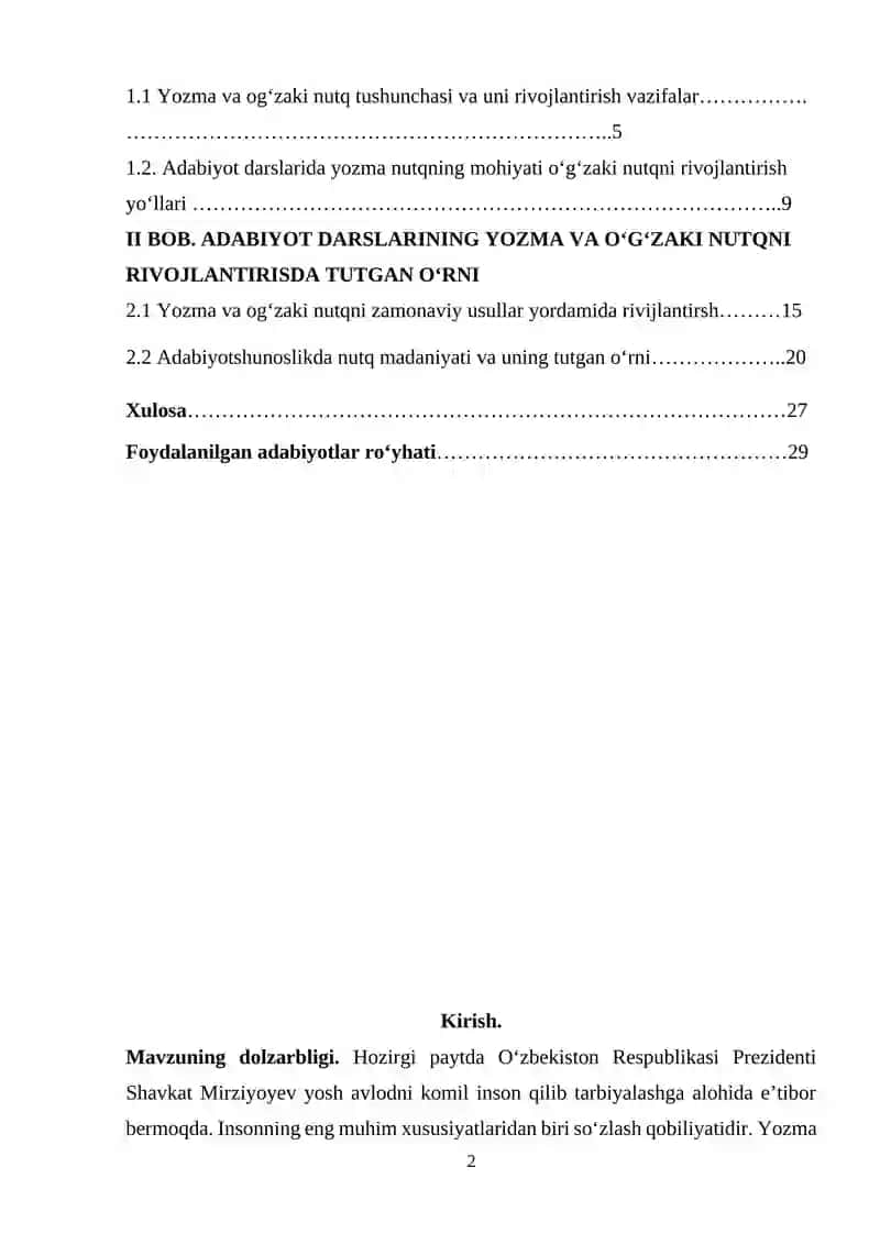 O‘zbek adabiyotini o‘qitish metodikasi 2