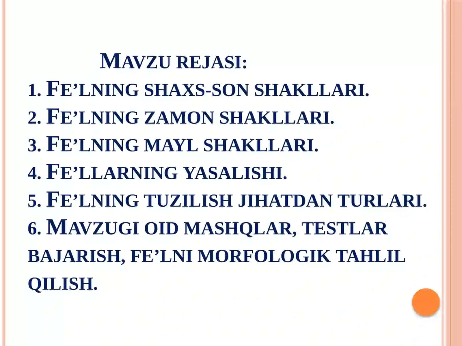 Fe’lning munosabat shakllari 2