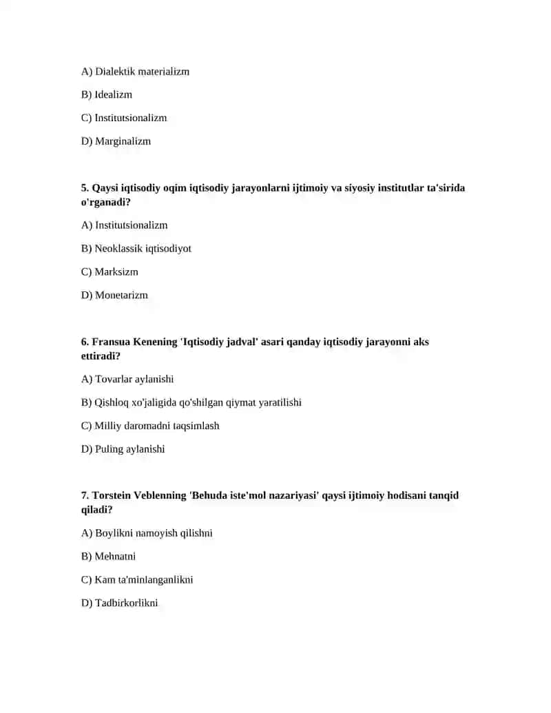 Iqtisodiy talimot tarixi fanidan 2