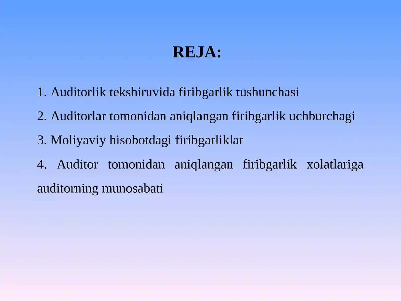 AUDITORLIK TEKSHIRUVIDA FIRIBGARLIKNI ANIQLASH 2