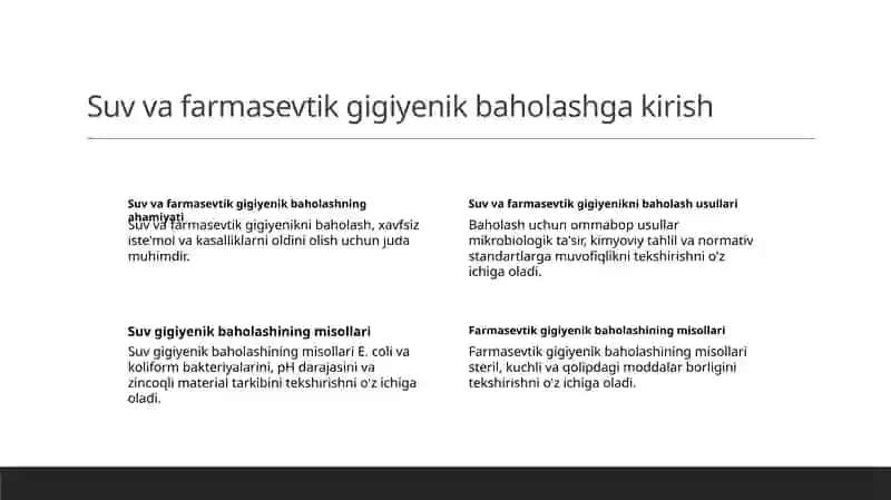 Suv va farmasevtik gigiyenik baholash 2