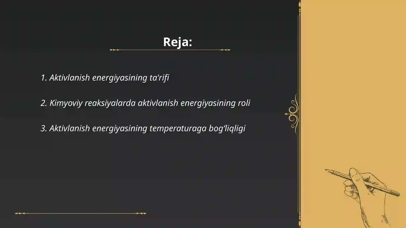 Aktivlanish energiyasi va Le-Shatele tamoyili 2