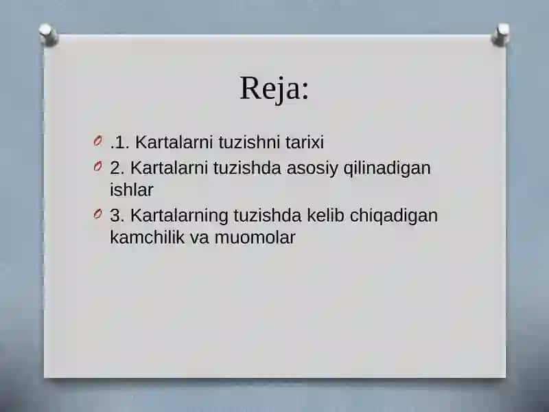 Kartalar tuzish bo'yicha fan 2