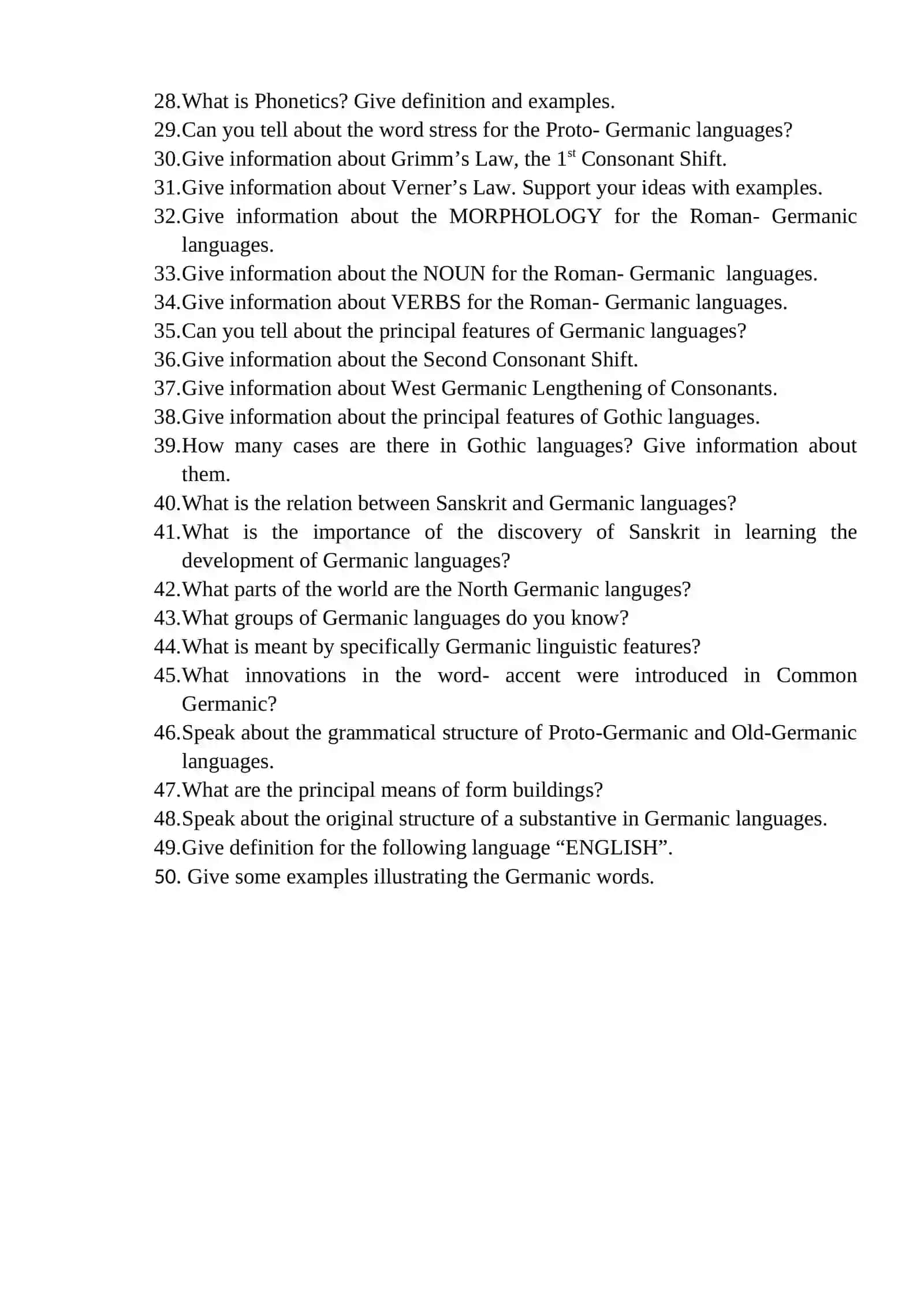 MID-TERM QUESTIONS FROM INTRODUCTION TO THE COURSE ROMAN-GERMANIC PHILOLOGY FOR THE 2ND COURSE STUDENTS 2