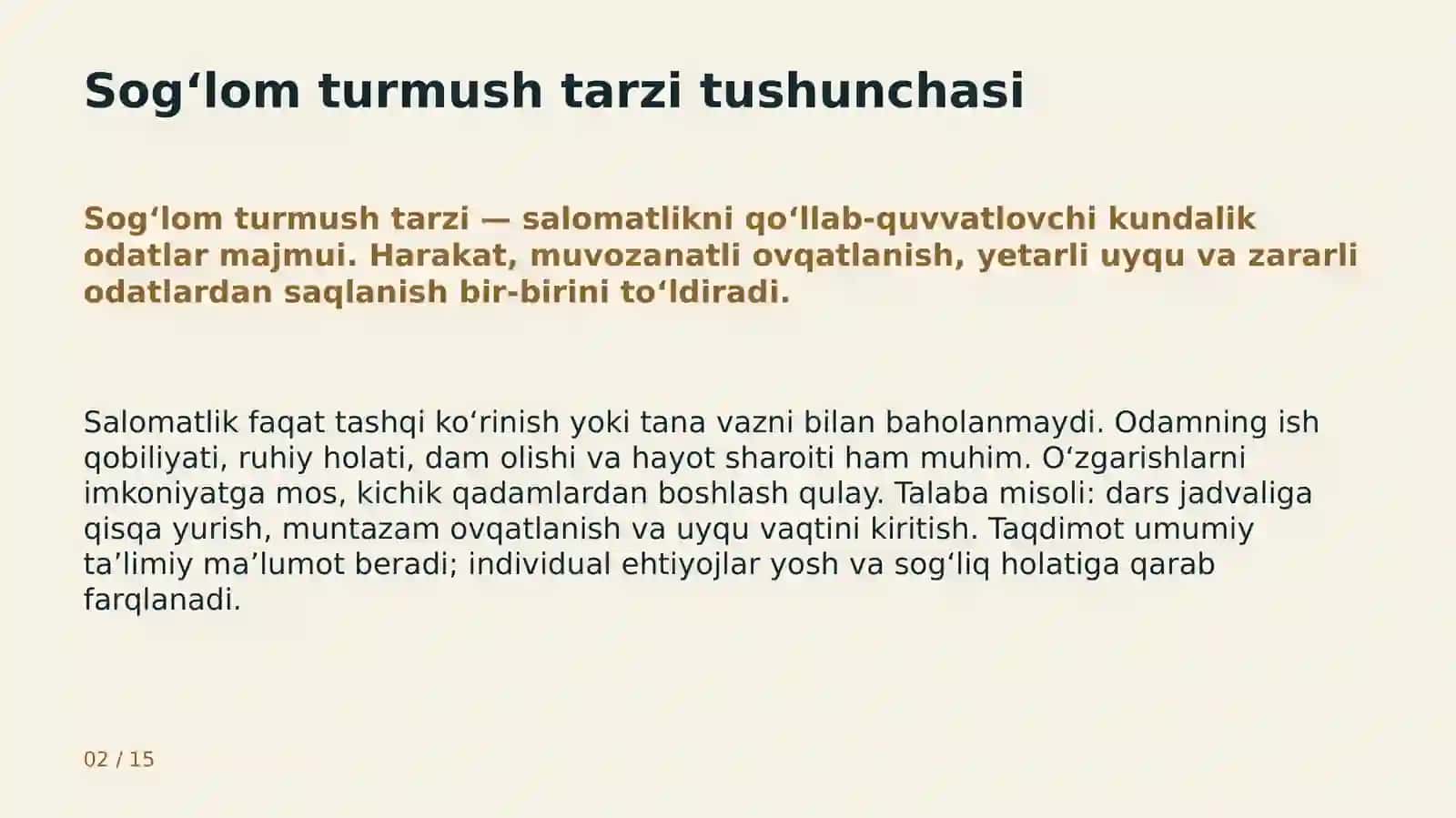 Sog‘lom turmush tarzi va jismoniy faollik 2
