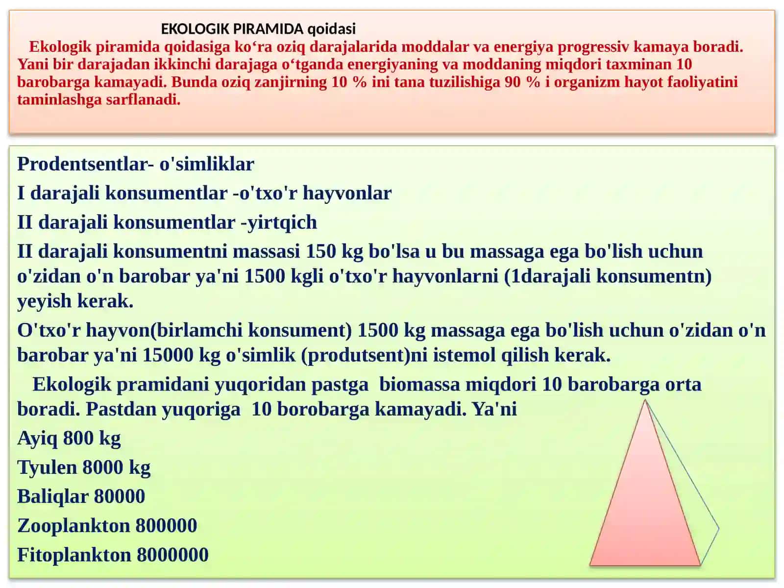 Ekologik piramidaga oid masalalaryechish 2