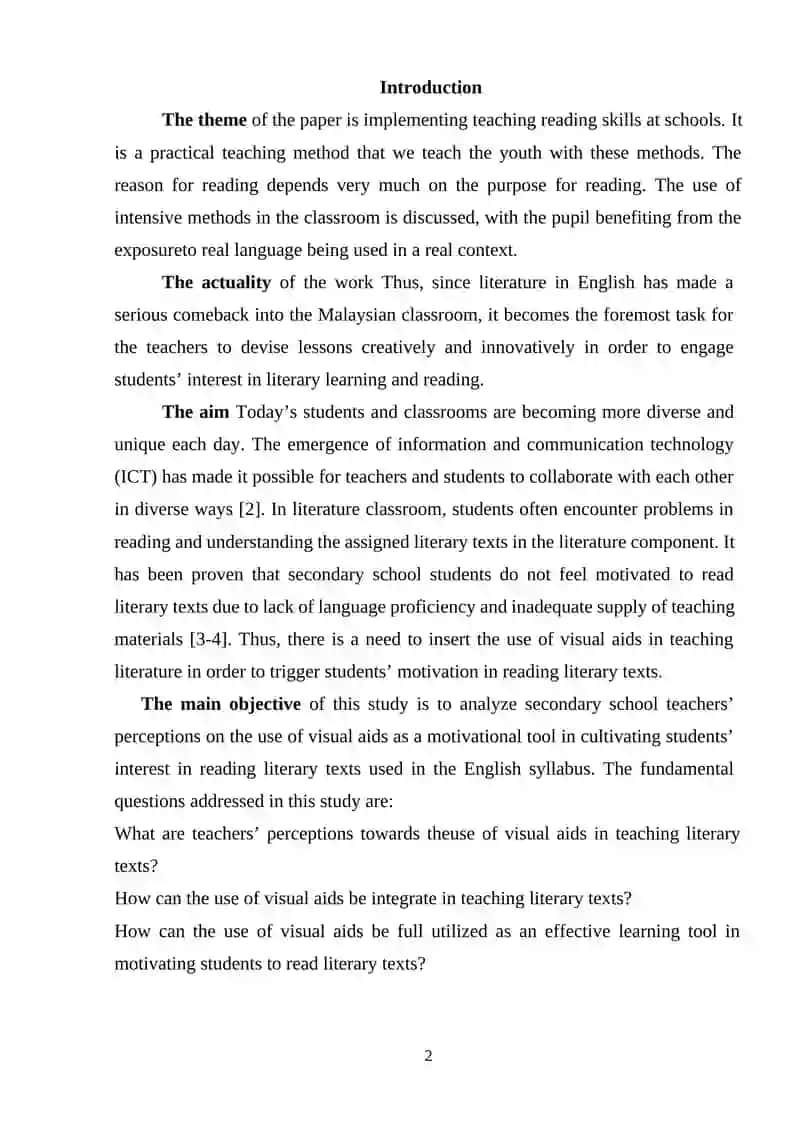 Using Visual Aids as a Motivational Tool in Enhancing Students’ Interest in Reading Literary Texts 2