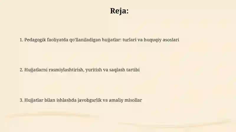 Pedagogik faoliyat bilan bog'liq hujjatlar 2