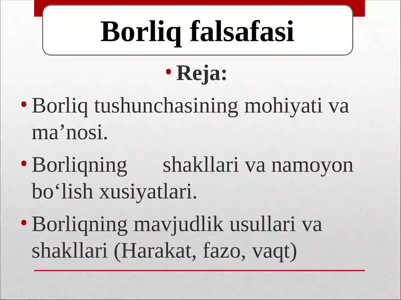 Borliq falsafasi ontologiya 2