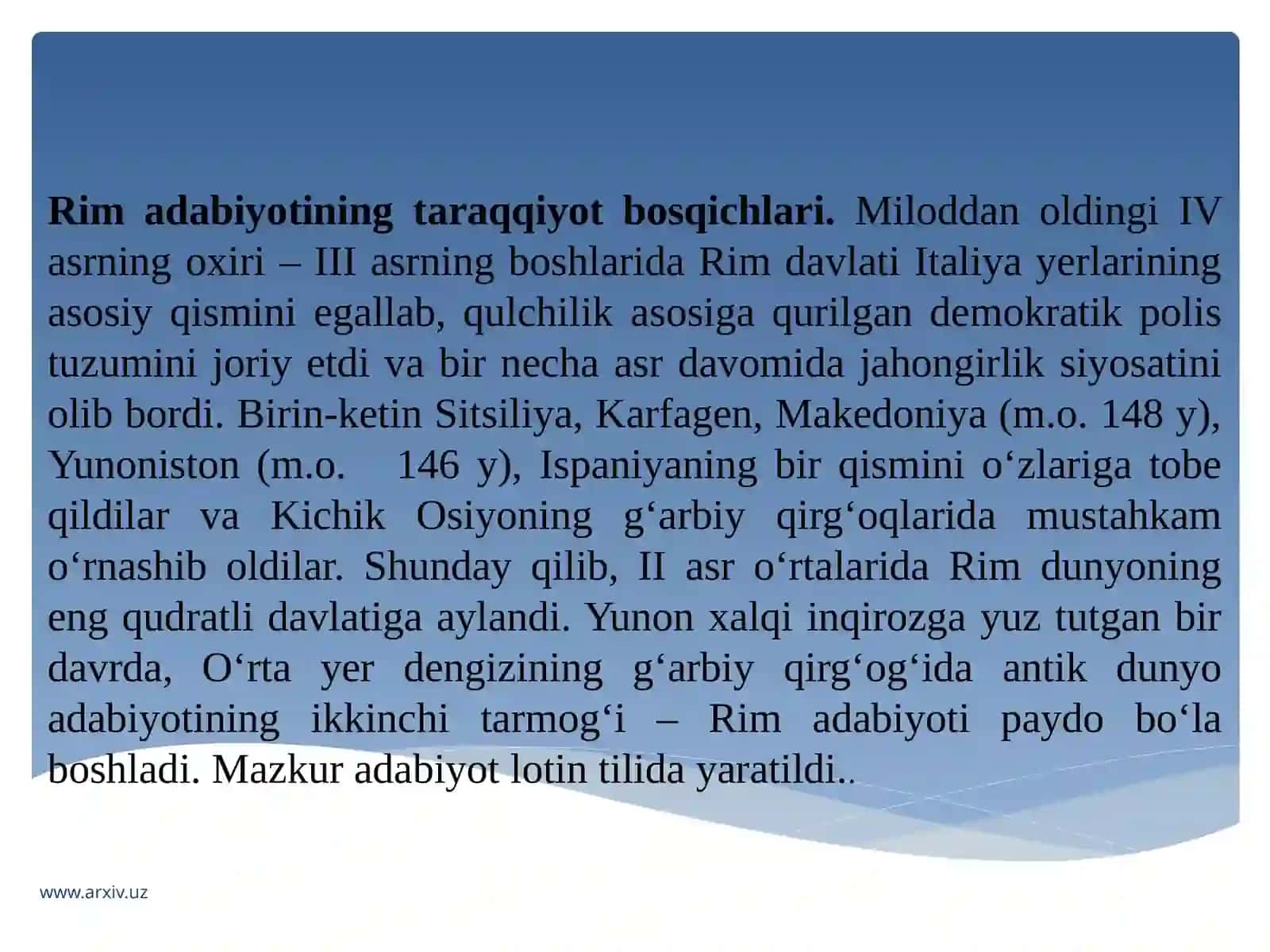 Qadimgi Rim adabiyoti 2