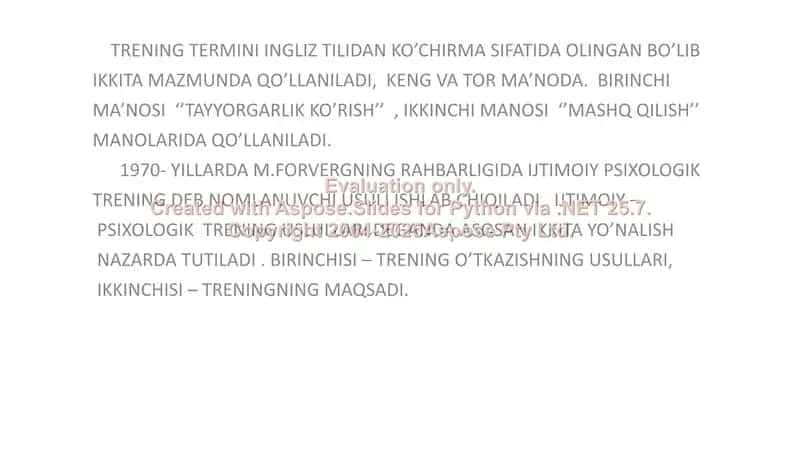 TRENING O’TKAZISH USLUBLARI 2