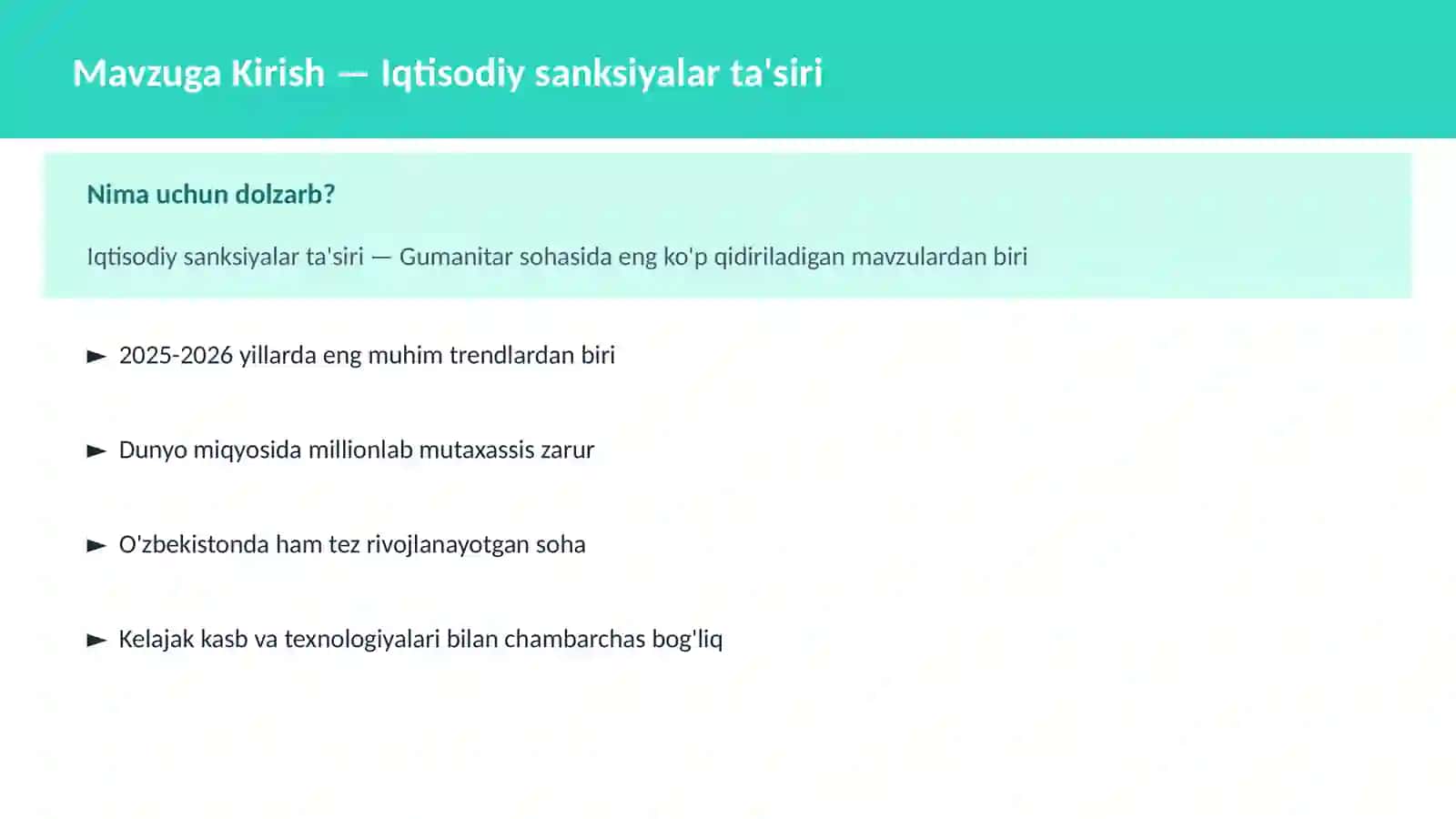 Iqtisodiy sanksiyalar ta'siri 2