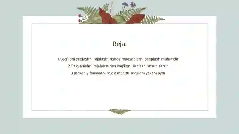 Sog‘liqni saqlashni rejalashtirish asoslari 2