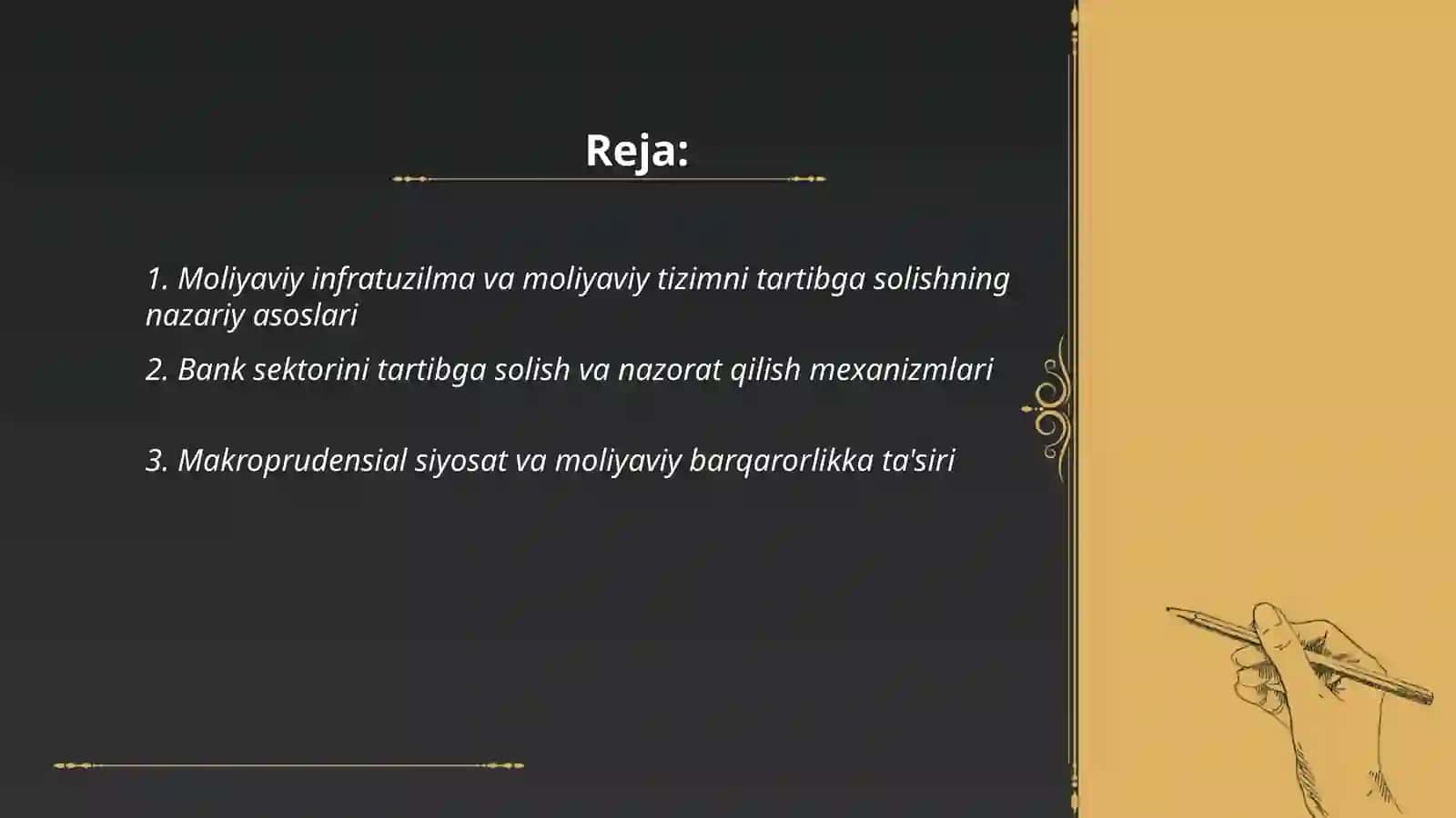 Moliyaviy infratuzilma va moliyaviy tizimini tartibga solish 2