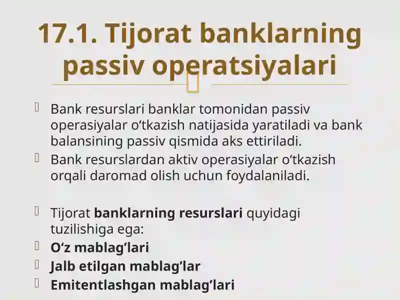 TIJORAT BANKLARNING OPERASIYALARI 2