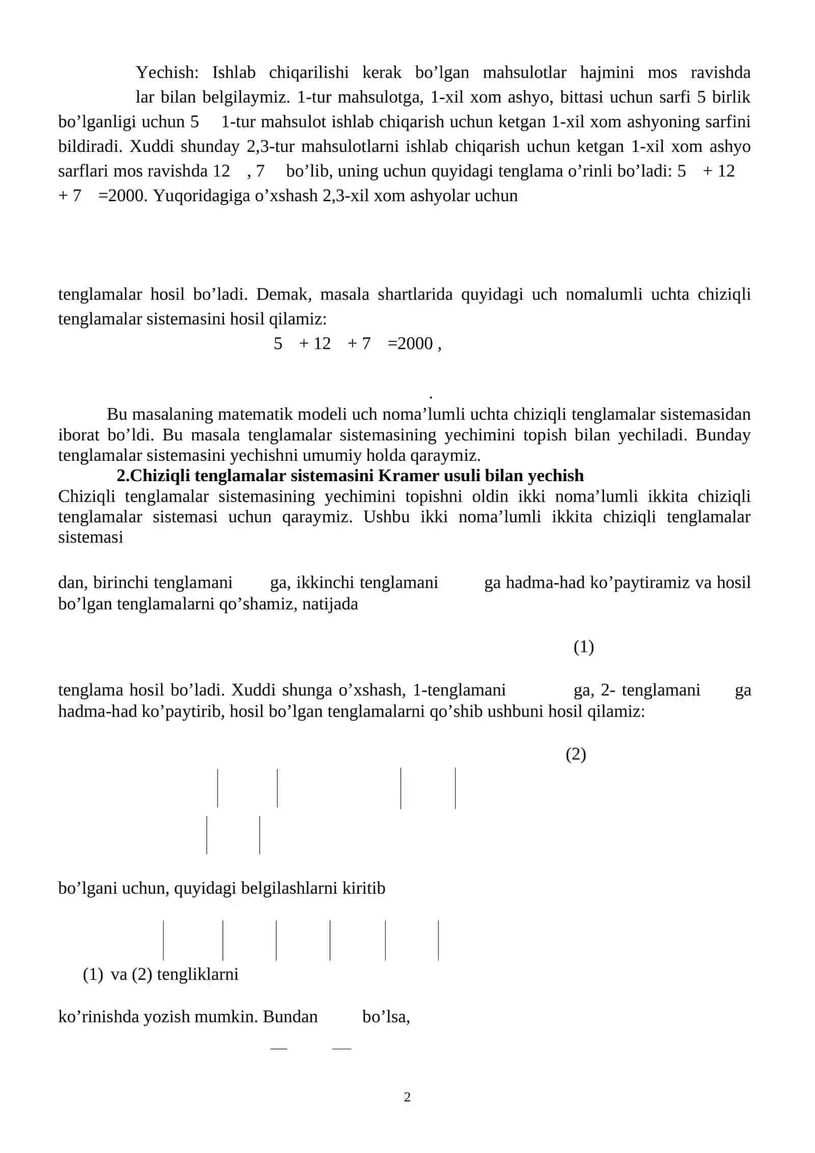 Chiziqli tenglamalar sistemasi 2