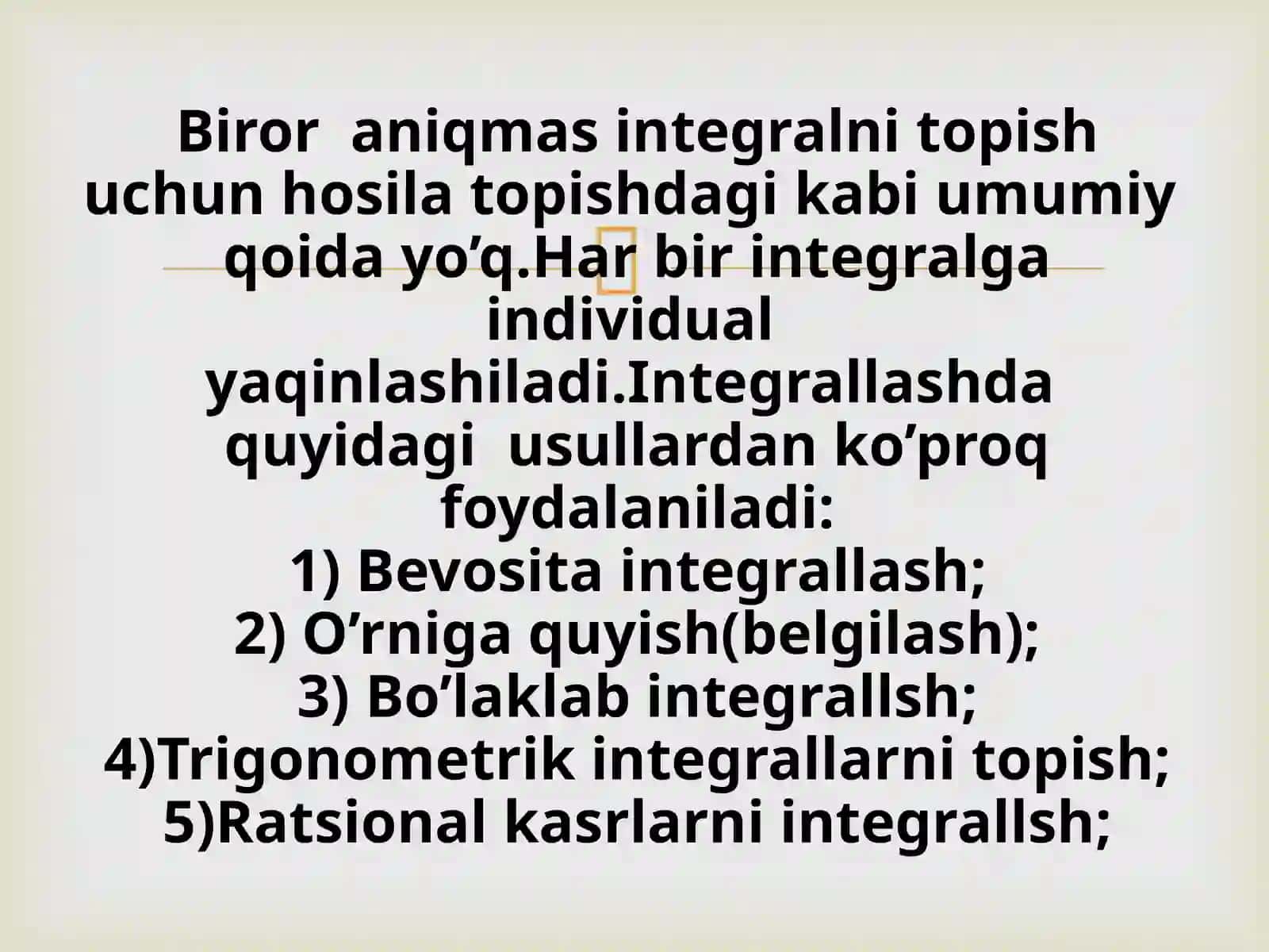 Integrallar jadvali. Integrallashning eng sodda qoidalari 2