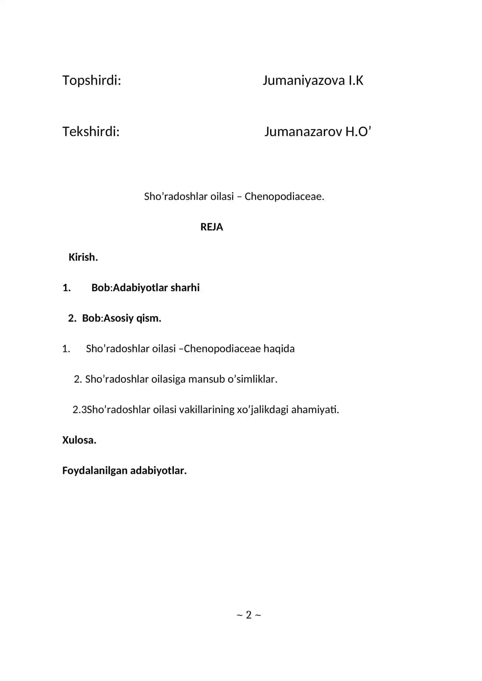 Sho`radoshlar oilasi 2
