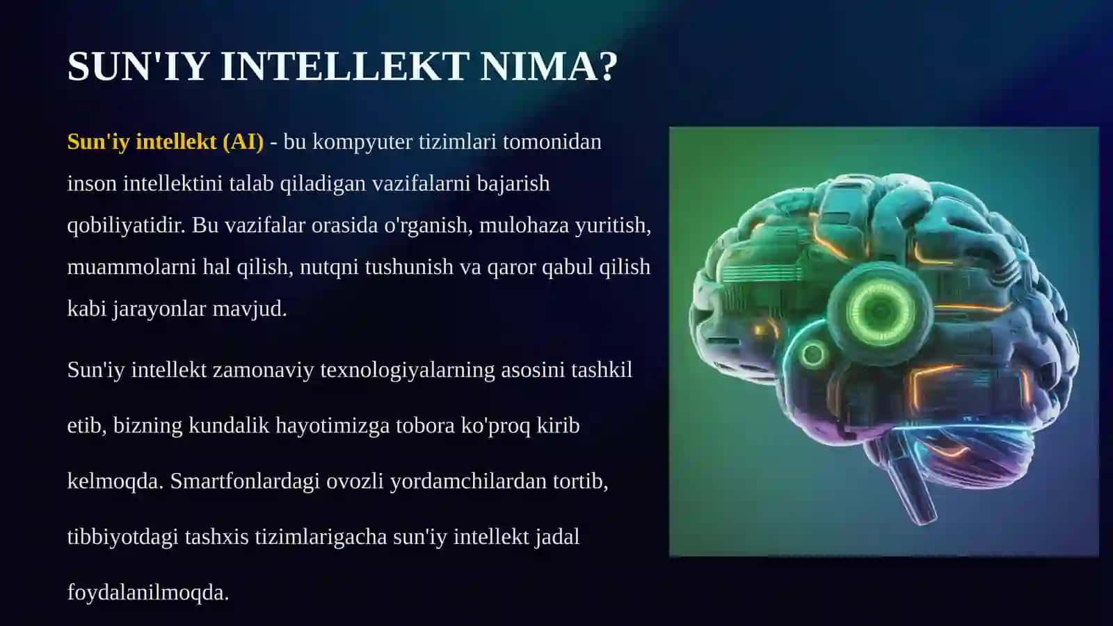 SUN'IY INTELLEKT ASOSLARI VA RIVOJLANISH TENDENSIYALARI 2