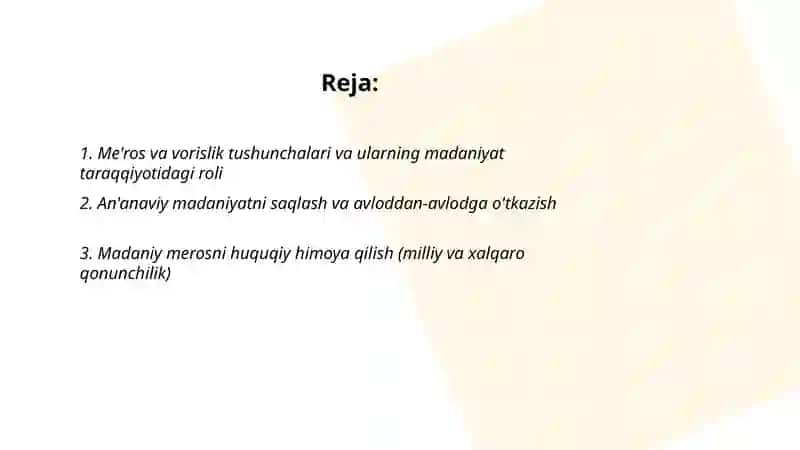 Me'ros va vorislik tushunchalari 2