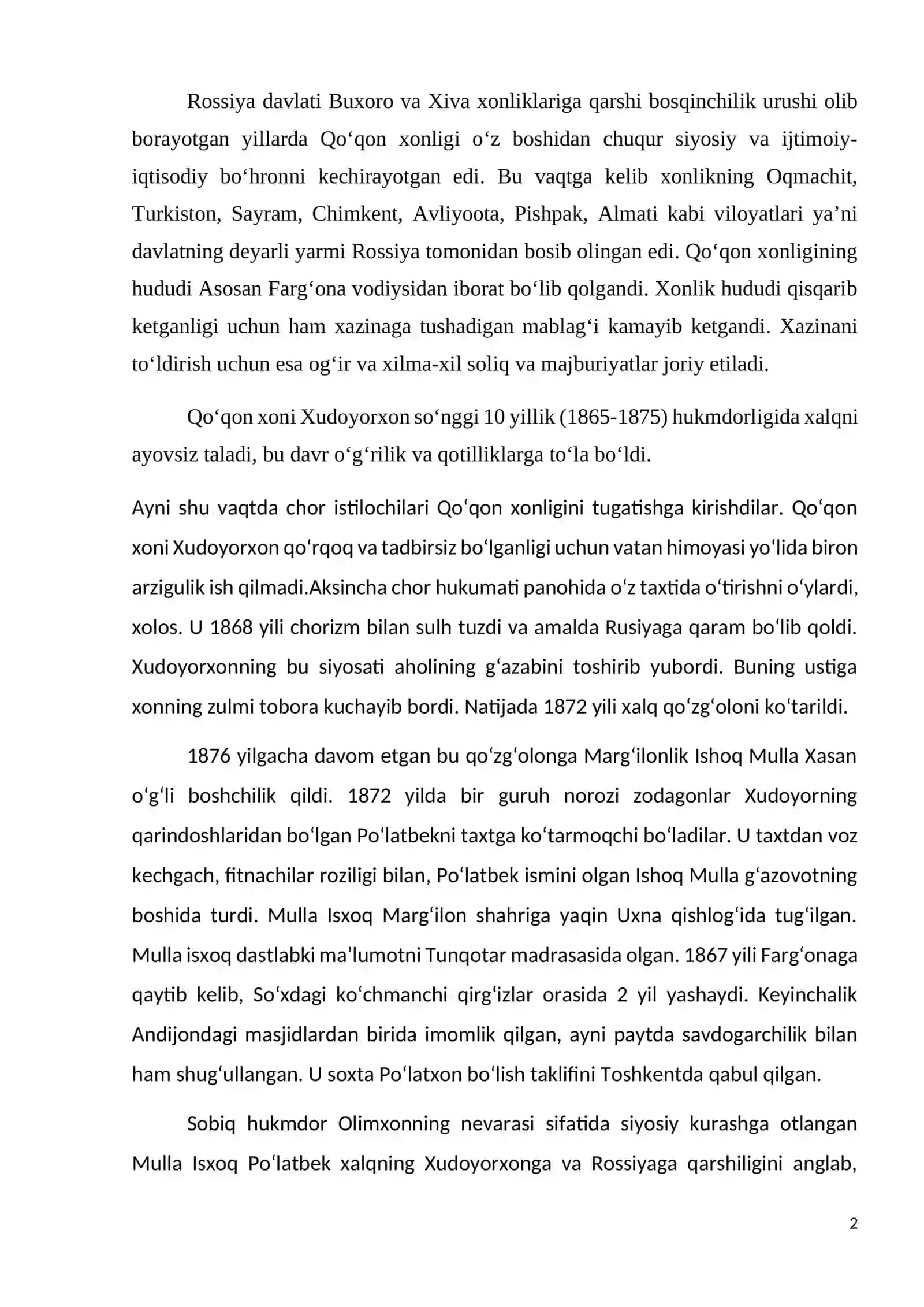 1873-1876 yillardagi Qo‘qon xonligidagi xalq harakatlari 2