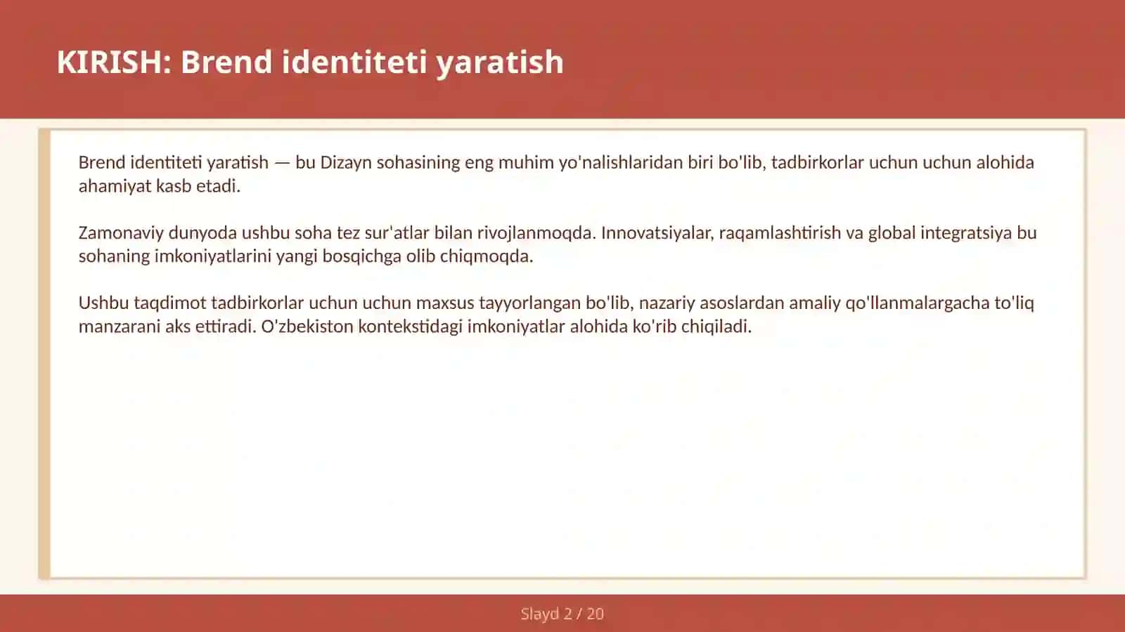 Brend identiteti yaratish 2