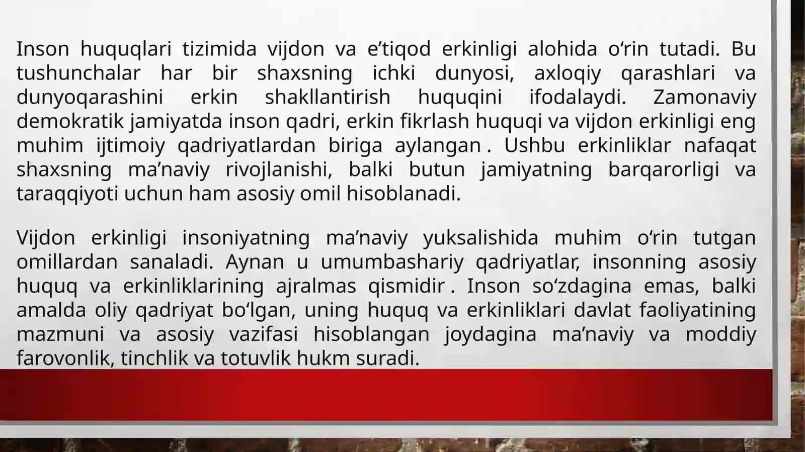 Vijdon va e'tiqod erkinligi 2
