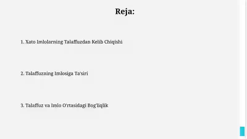 Talaffuzning imloga ta'sirlari 2