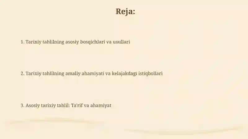 Asosiy tarixiy tahlil 2