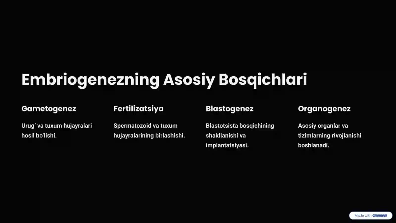 Odam Embriogenezining Qaltis Davrlari 2