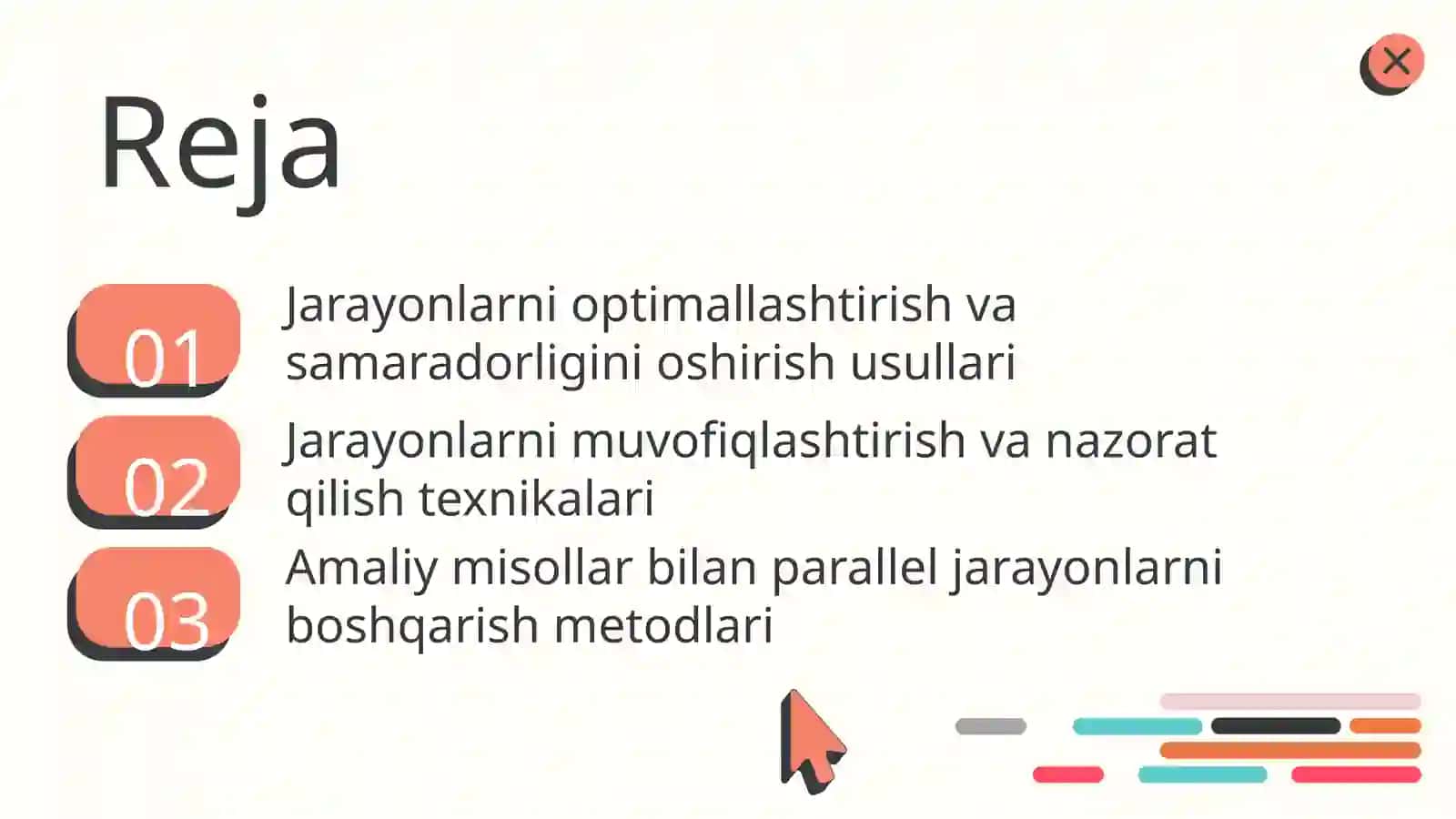 Jarayonlarni optimallashtirish va samaradorligini oshirish usullari 2